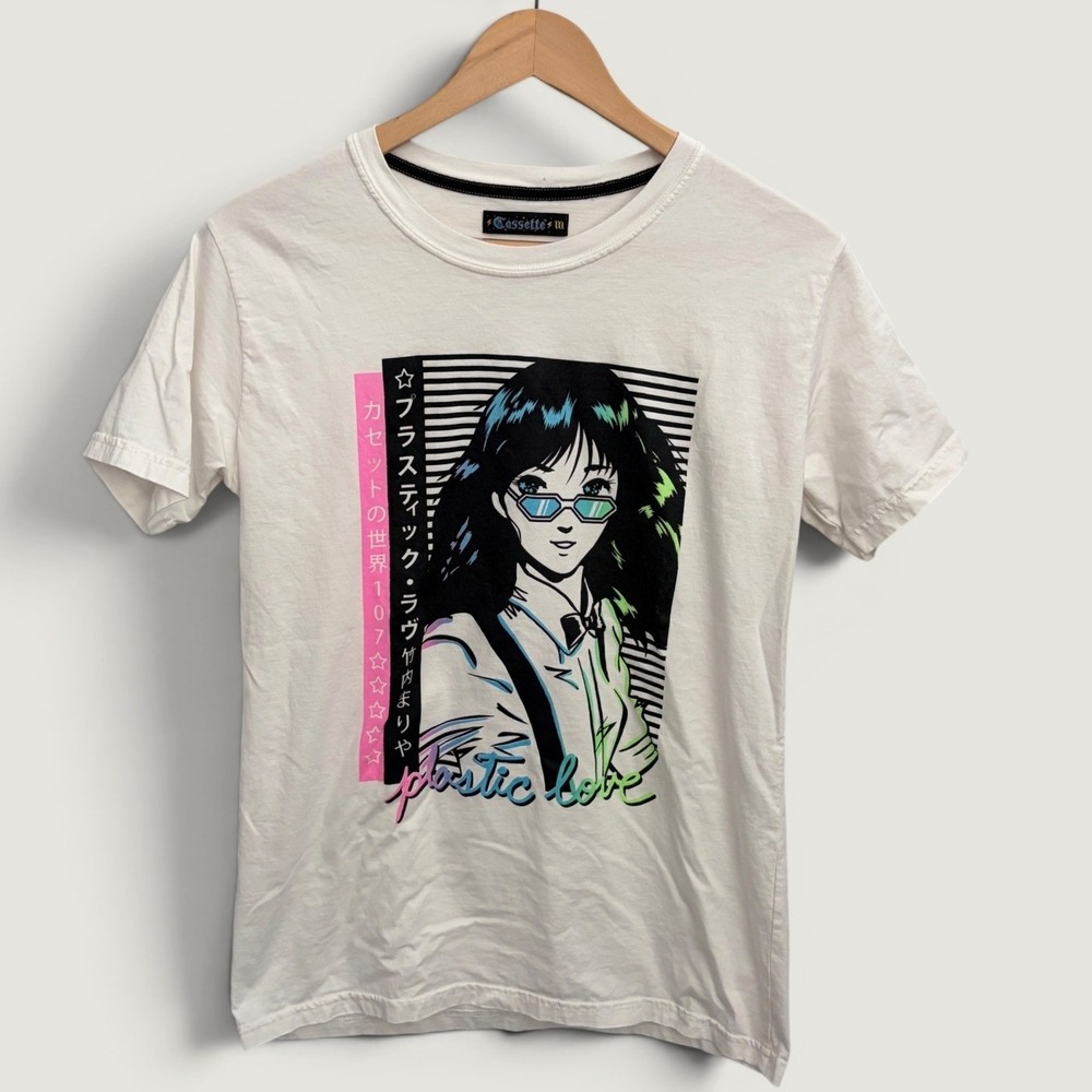 Cassette107 Mariya Takeuchi Plastic Love Anime Graphic Tee Size Medium White